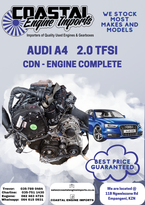 AUDI A4 2.0L TFSI / CDN - ENGINE COMPLETE