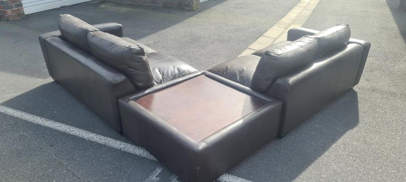 Genuine Leather Couch, Corner Sofa with sectional corner Ottoman | Call 0818407199