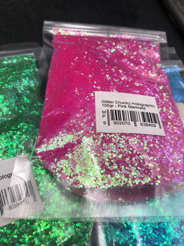 Nearly New Glitter Chunky Holographic 100gr - Pink Mermaid -