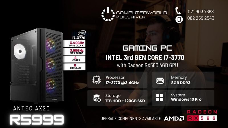 i7 GAMING PC WITH RX580 4GIG GPU FOR R5999