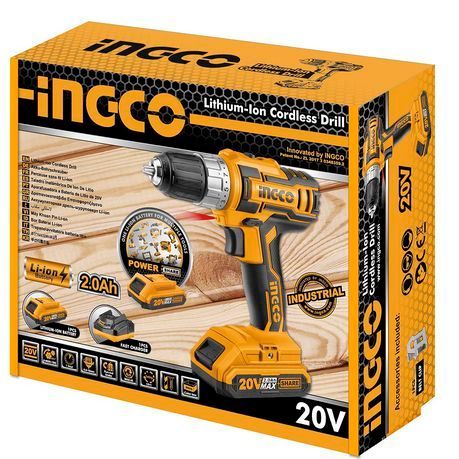 Ingco - Li-Ion Cordless Drill, Charger and Battery COMBO (20V)