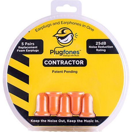 Plugfones Replacement Foam Ear Bud Contractor Orange