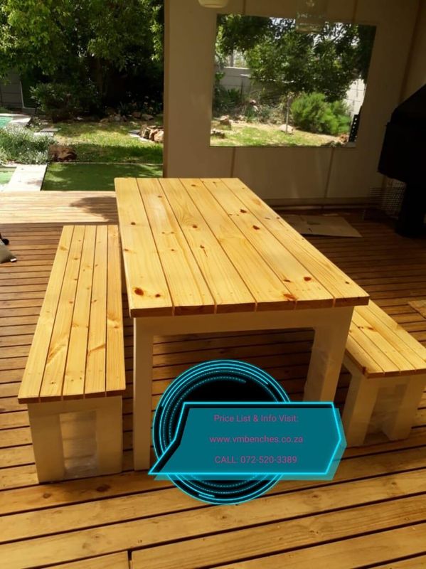 PICNIC and PATIO BENCHES, TABLE..... website: www.vmbenches.co.za