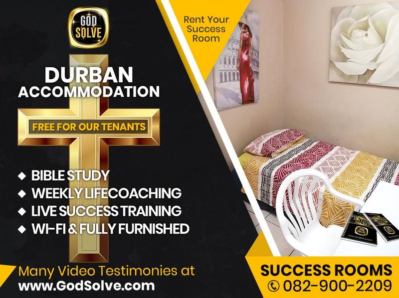 Single Room at Godsolve Durban .  Free Gym, Wifi and our Mentors get you real results.