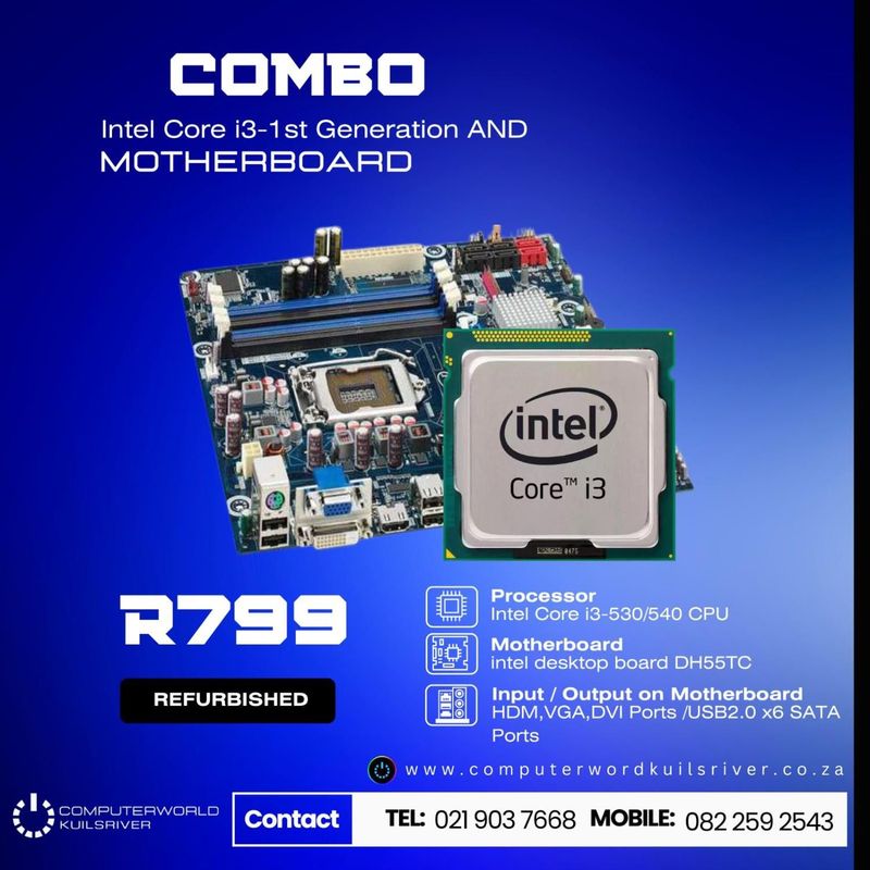 Intel core i3- 1st Gen and Motherboard Combo(Refurbished)