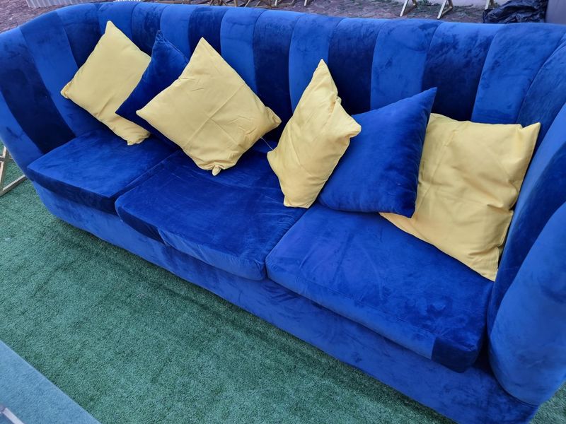 3 Seater Couches, occasional chairs and Velvet Buttoned Ottomans for sale