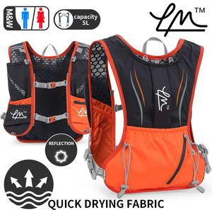 Waterproof 5L running Pack with1.5L bladder and 2*250ml soft flasks