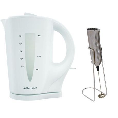 Mellerware - &#34;Tugela&#34; 1.7L Cordless Kettle and Milk Frother - White