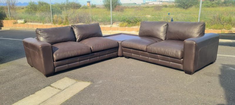 Genuine Leather Couch, Corner Sofa with sectional corner Ottoman | Call 0818407199