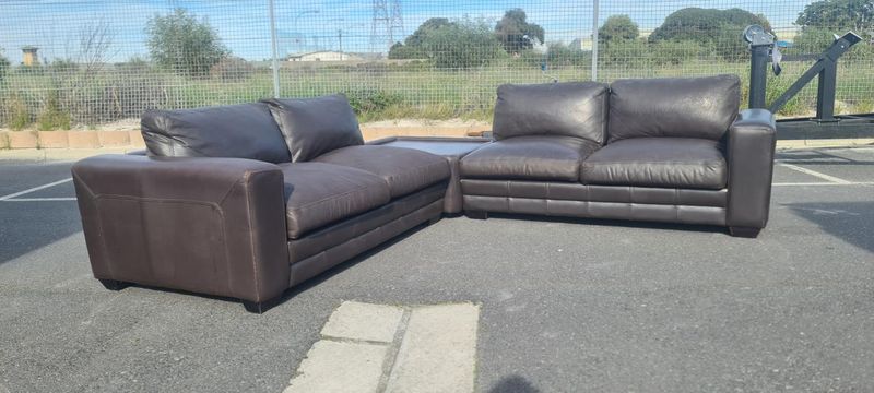Genuine Leather Couch, Corner Sofa with sectional corner Ottoman | Call 0818407199