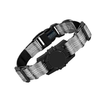 Nearly New Pulse Ability Reflective Durable Adjustable Airtag Holder Collar for Dogs - Grey - XL -