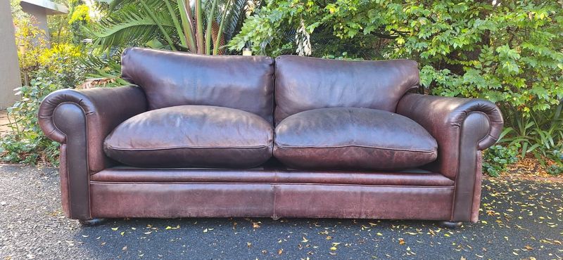 KUDU Leather Couch Large Seater Genuine Kudu Leather Sofa Earthy Brown Colour 220cmlong