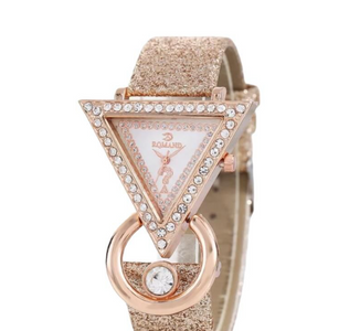 Nearly New Rhinestone Decor Triangle Pointer Quartz Watch - Working Completely
