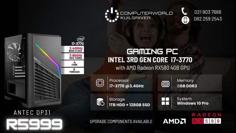 i7 GAMING PC WITH RX580 4GIG FOR R5999