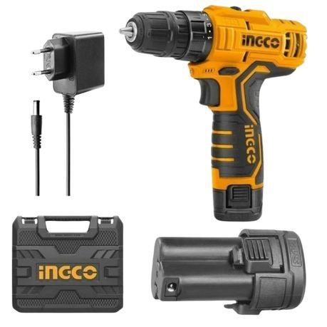 Ingco - Drill Cordless, 2 x 1.5 Ah Batteries, Charger &amp;  Carry Case - 12V