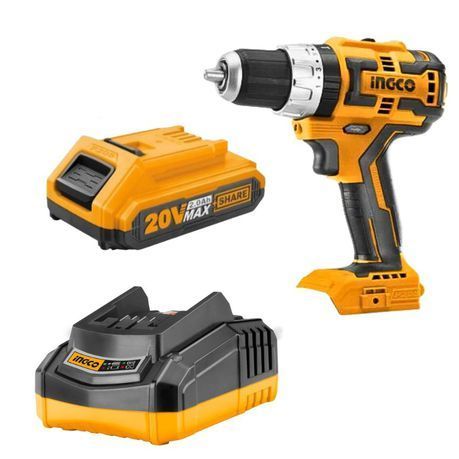 Ingco - Lithium-Ion Brushless Impact Drill with Charger &amp;  Battery (2.0Ah)