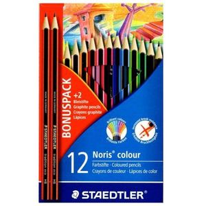 Staedtler - Noris Club 12 Coloured Pencils + 2 HB Bonus Pack - Pack of 10