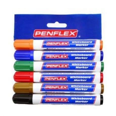 Penflex - Assorted Whiteboard Markers , Wallet of 6