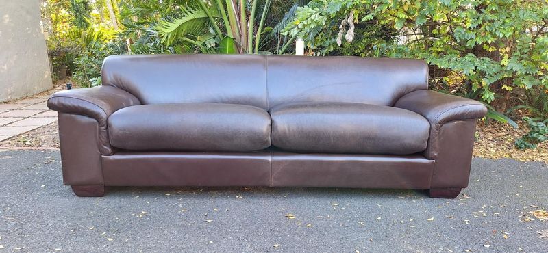 2.4m CORICRAFT Leather Couch Milano Brown Bobby Large 3 Seater Leather ...