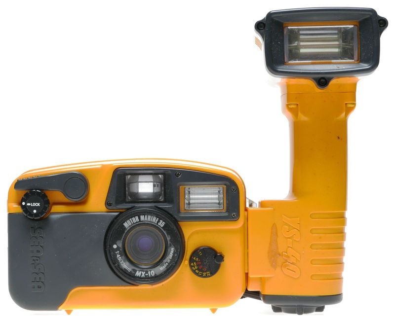 Sea and Sea MX-10 underwater film camera with YS-40 flash in case