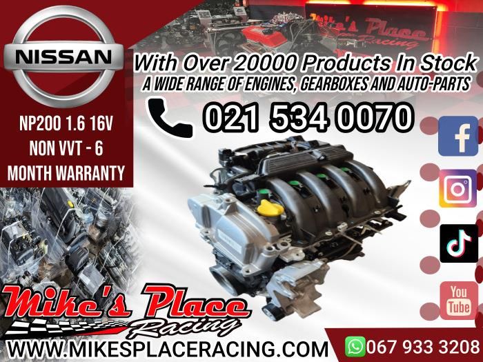 Nissan NP200 1.6 16VALVE BRAND NEW (K4M) ENGINE FOR SALE AT MIKES PLACE RACING