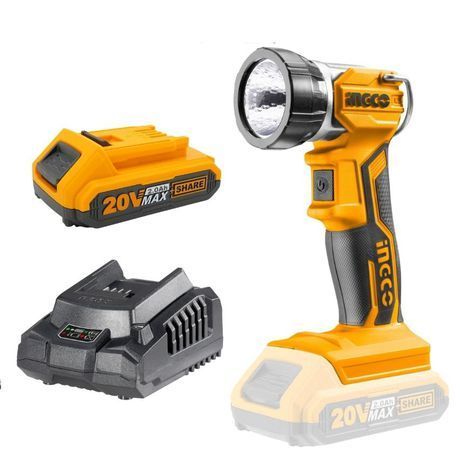 Ingco - Lithium-Ion Work Lamp 20v with Battery and Charger