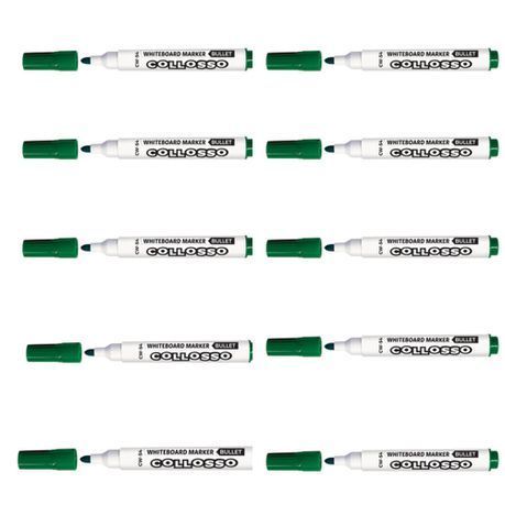 Collosso - Green Whiteboard Markers Bullet Point , Box of 10