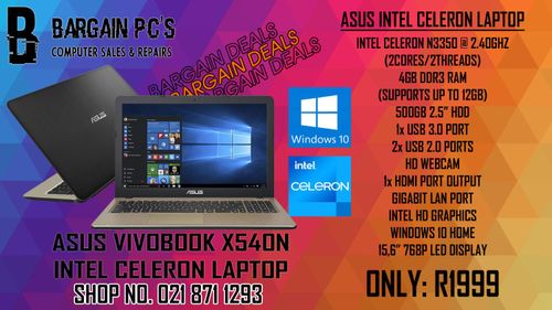 Asus Vivobook X540n Laptop | Intel Celeron N3350 | 4gb Ram | 500gb Hdd!!!
