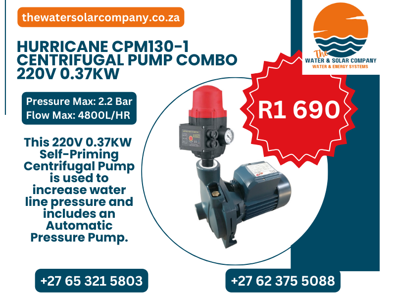 Hurricane CPM130 Centrifugal Pump Combo (0.37KW-220V)