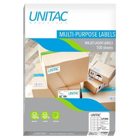 Unitac: Inkjet-Laser Multi-Purpose Labels UT300- 24 Up