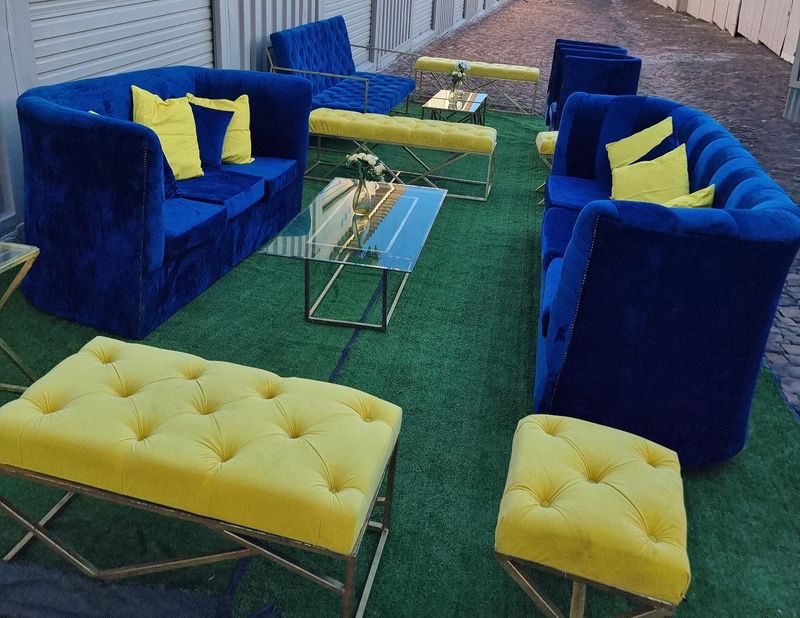 Hire a 20 seater lounge setup for your next event. Wedding, birthday, baby shower