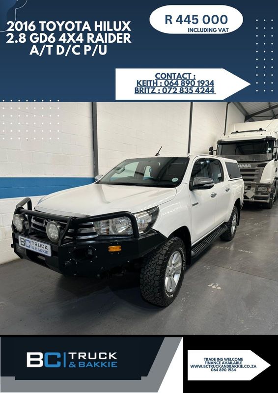 2016 Toyota Hilux 2.8 GD-6 D/Cab RB Raider AT