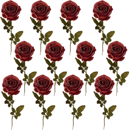 Toolhome Blossoms - Rose Dry Look - Deep Red (Pack of 12) - 66cm