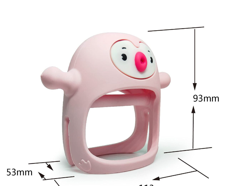 Nearly New BPA Free Silicone Never Drop Penguin Teether For Babies - Pink - 3-9 months -