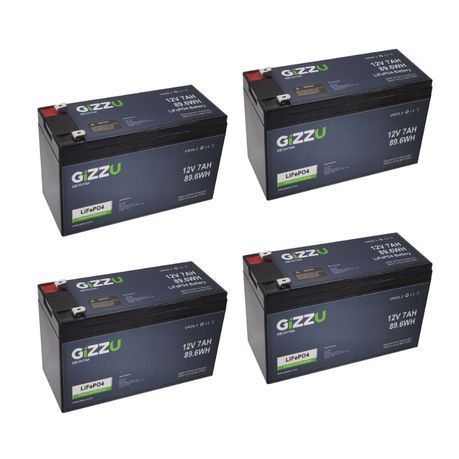Gizzu - 12V 7Ah Lithium-Ion Battery (Black) - Pack of 4