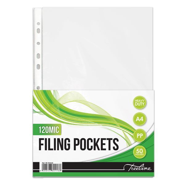 Treeline - Filing Pockets 120 Micron A4 Heavy Duty, Pack of 50
