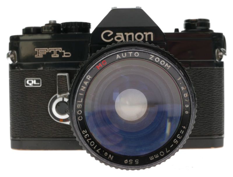 Canon FTb QL Black 35mm SLR Film Camera Coslinar Auto Zoom f&#61;35-70mm
