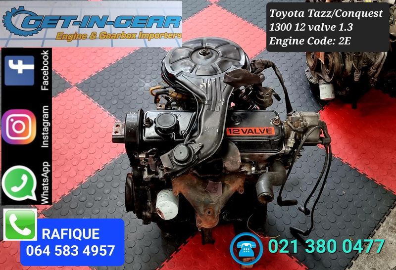 Toyota Conquest 2E 1300 12 Valve LOW MILEAGE IMPORT Engine - GET IN GEAR