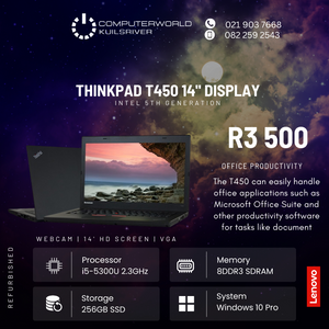 I5 5th Gene Lenovo T450s Laptops For R3500