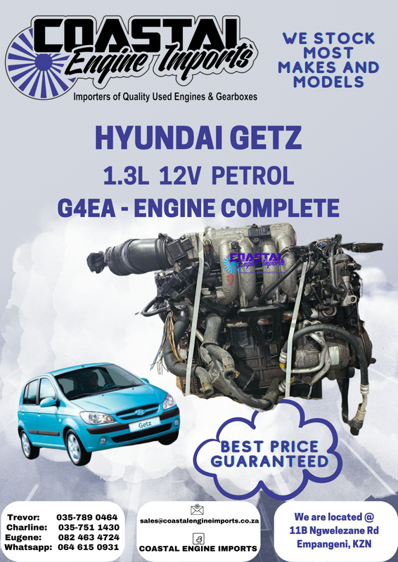 HYUNDAI GETZ / 1.3L  12V  PETROL / G4EA - ENGINE COMPLETE