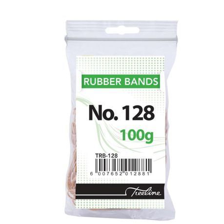 Treeline - No. 128 Rubber Bands - 100gm 200 x 9mm - Pack of 10