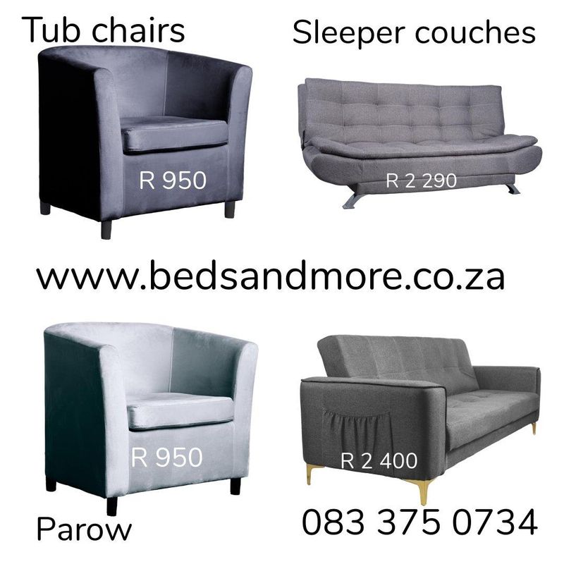 Tub chairs, sleeper couches, brand new. Parow Gumtree South Africa