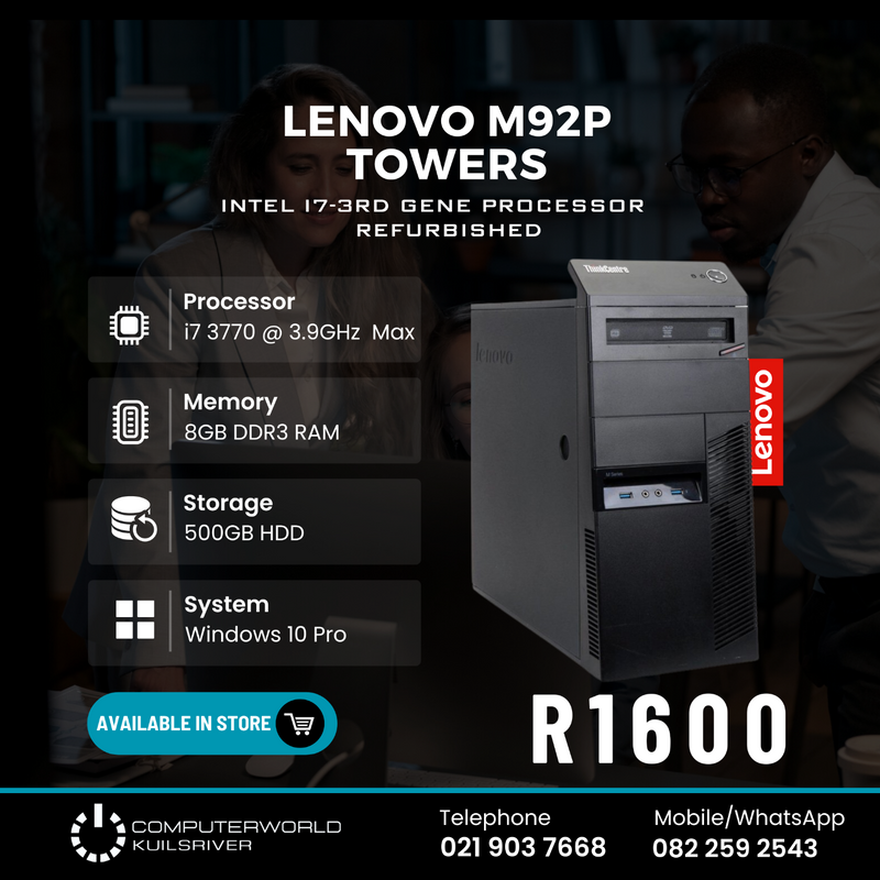 i7 LENOVO M92p TOWERS FOR R1600