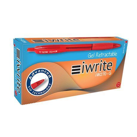 iWrite - Red Retractable Gel Pen (0.5 mm) Box of 12