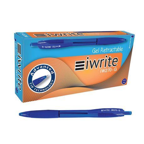 iWrite - Blue Retractable Gel Pen (0.5 mm) Box of 12