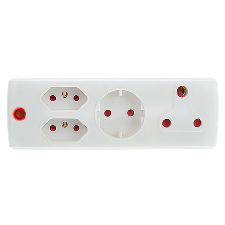 Electricmate 1X16&#43;1X schko&#43;2x5 3 Pin Adaptor - White