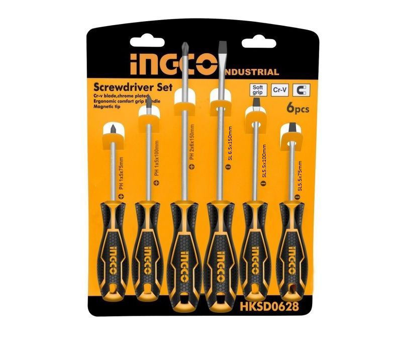 INGCO Cr-V 6 Pieces Screwdriver Set-HKSD0628