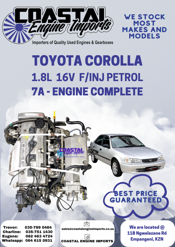 TOYOTA COROLLA / 7A ENGINE COMPLETE/ 1.8L  16V  F/INJ