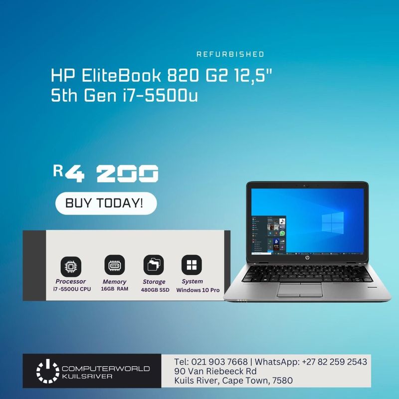 HP EliteBook 820 G2 12.5inch 5th Gen i7-5500u (Refurbished)