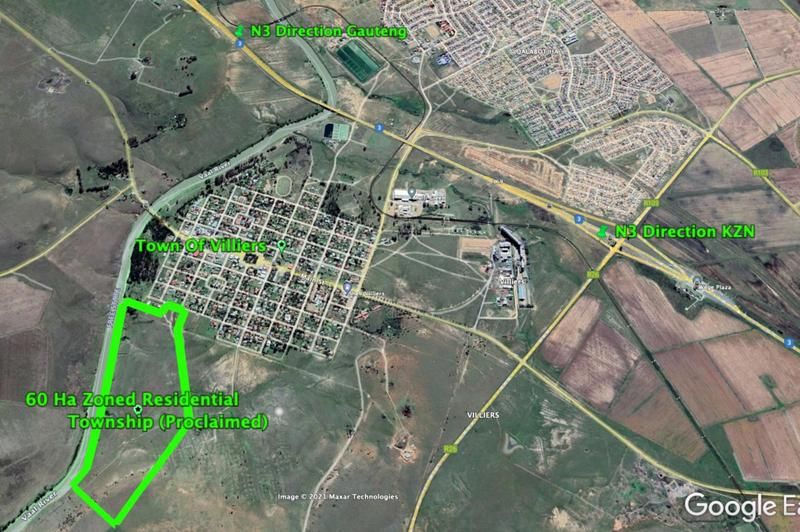 55 hectare proclaimed township.   Opportunity to convert to Social Housing in Villiers